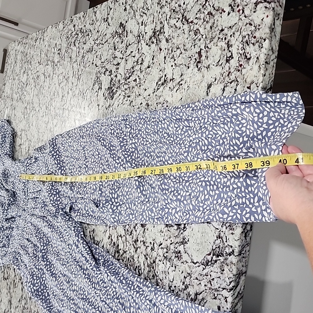 Sincerely Jules Medium Jumpsuit. Blue/White. 2 Pockets. Elastic Waist & Top - Picture 8 of 11